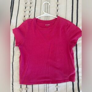 Old Navy Girls Hot Pink Short-Sleeve Crewneck Tee